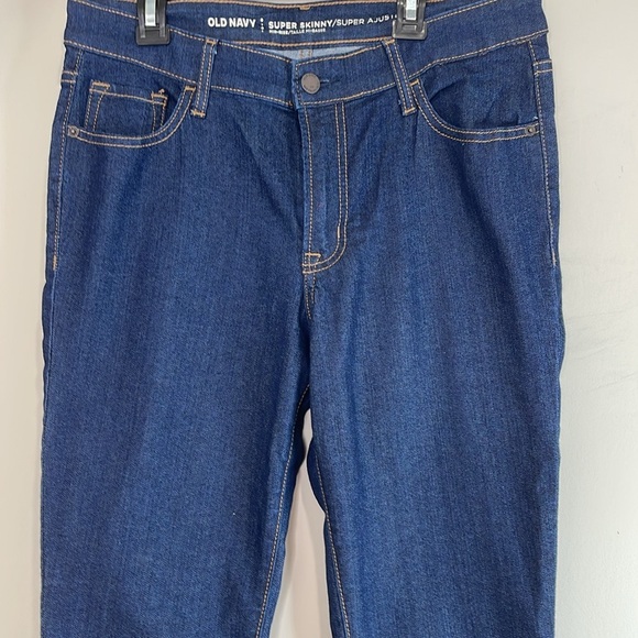 Old Navy Super Skinny Mid-Rise Jeans Dark Wash Denim Stretch 8 Long - Picture 3 of 10